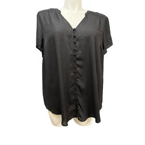 Torrid Black and Shimmer Sheer Button-Down Blouse Size 3/3X